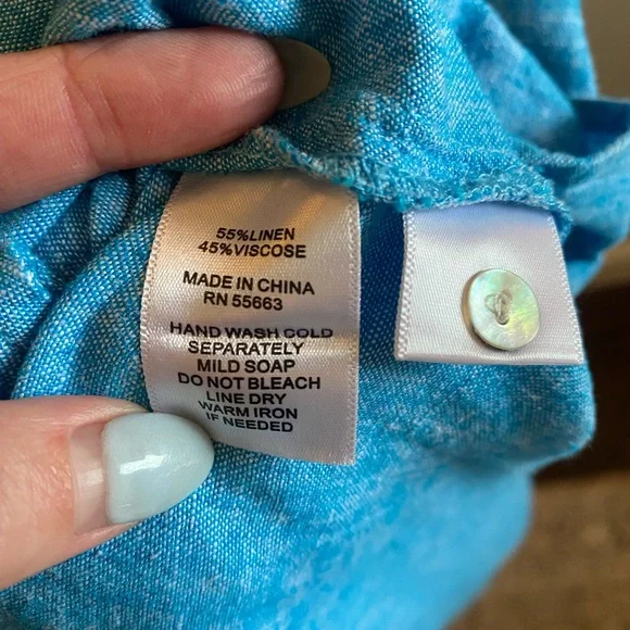 C&C California Blue Linen shirt Dress/ Size large - Picture 5 of 8